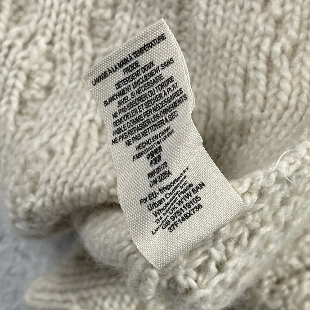 Free People Sweater Womens XS‎ Cream Cable Knit Lace Embellished Scoop Neck